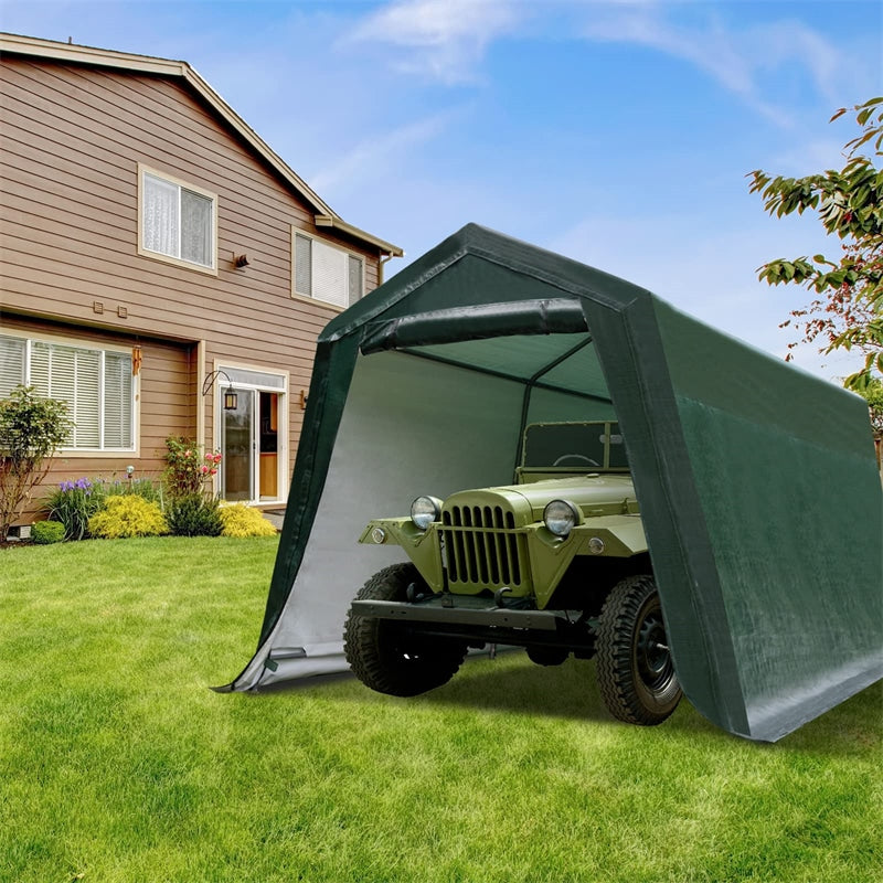 8' x 14' Heavy Duty Enclosed Carport Car Canopy Portable Garage Shelter Outdoor Storage Tent with Sidewalls & Waterproof Ripstop Cover