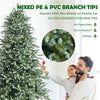 8FT Artificial Spruce Christmas Tree Hinged Xmas Tree with 1658 Mixed PE PVC Branch Tips & Metal Stand