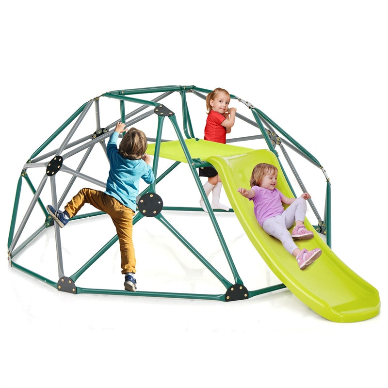 8FT Climbing Dome with Slide, 2-in-1 Geometric Dome Climber Indoor Outdoor Jungle Gym Climbing Toys for Kids & Toddlers