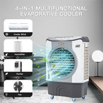 9740 CFM Industrial Evaporative Cooler 4-in-1 Portable Air Cooler Fan Humidifier Purifier with 45L Tank 100°Oscillation & 4 Universal Casters