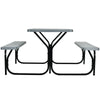 HDPE Picnic Table Bench Set Outdoor Camping Table All-Weather Metal Base Wood-Like Texture with Benches