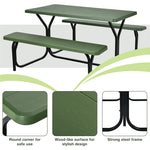 HDPE Folding Picnic Table Bench Set Outdoor All-Weather Camping Table Set with Metal Base