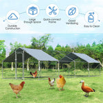 26ft Large Metal Chicken Coop Hen Run House Walk-in Poultry Cage Rabbit Hutch with Waterproof Cover for Backyard Farm