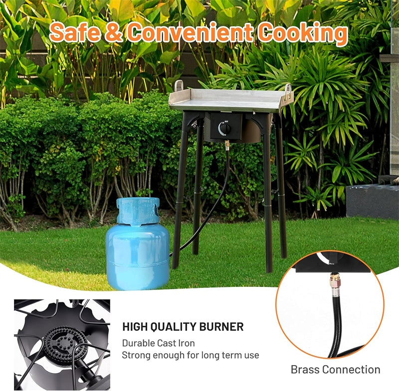 Camping Stove Single Burner Propane Gas Cooker 100,000 BTU High Pressure Propane Burner with Detachable Legs & 20 PSI Regulator