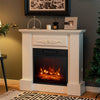 32" Electric Fireplace with Mantel TV Stand, 1400W Freestanding Fireplace Heater with Remote Control