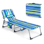 Folding Beach Lounge Chair 5-Position Adjustable Outdoor Tanning Chair with Pillow
