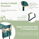 Folding Garden Kneeler Seat with Tool Pouch & Padded Cushion