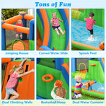 Inflatable Water Slide Bounce House 7-in-1 Giant Bouncy Castle Waterslide Combo with Dual Climbing Walls & 735W Air Blower