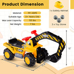 Kids Ride On Excavator Construction Digger Scooper Tractor with Safety Helmet & Underneath Storage