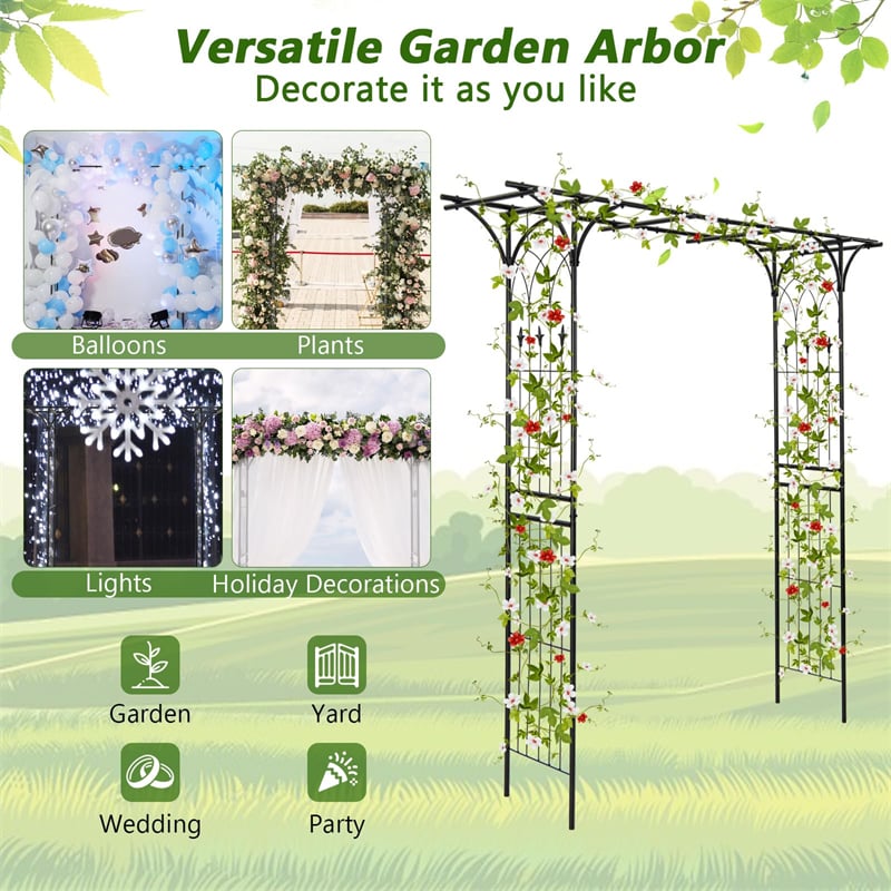 Metal Garden Arbor 81" Garden Arch Trellis Archway Patio Backyard Outdoor Wedding Arch for Climbing Plants Rose