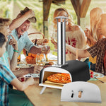 Multi-Fuel Outdoor Pizza Oven Wood Fired & Propane Pizza Maker Portable Pizza Oven with 13'' Pizza Stone & Built-in Thermometer