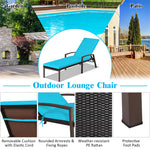 Patio Rattan Lounge Chair Outdoor Wicker Sun Lounger with Adjustable Backrest & Cushions