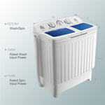 Portable Washing Machine 20Lbs Capacity Compact Twin Tub Washer Spin Dryer Combo for RV Apartments Dorms