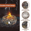 28" Round Propane Fire Pit 40,000 BTU Outdoor Stone Gas Fire Pit with Lava Rocks & PVC Cover for Patio Garden Backyard