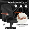Velvet Home Office Chair Desk Chair Adjustable Swivel Task Chair Upholstered Home Leisure Chair with Rubber Wood Armrest & Copper Casters