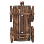 Wood Wagon Planter Flower Pot Stand with Wheels for Home Garden Outdoor Decor