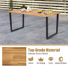 Acacia Wood Patio Dining Table 6 Person Rectangle Indoor Outdoor Table with 2” Umbrella Hole & Metal Legs