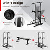 Adjustable Power Tower Multifunctional Pull-Up Bar Stand Dip Station Home Gym Equipment Full Body Workout Machine with Foldable Weight Bench