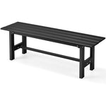 Outdoor Garden Bench 2-Person Backless Patio Park Bench All-weather 47" Dining Bench Chair with HDPE Slatted Seat, Metal Frame, 660 LBS Capacity