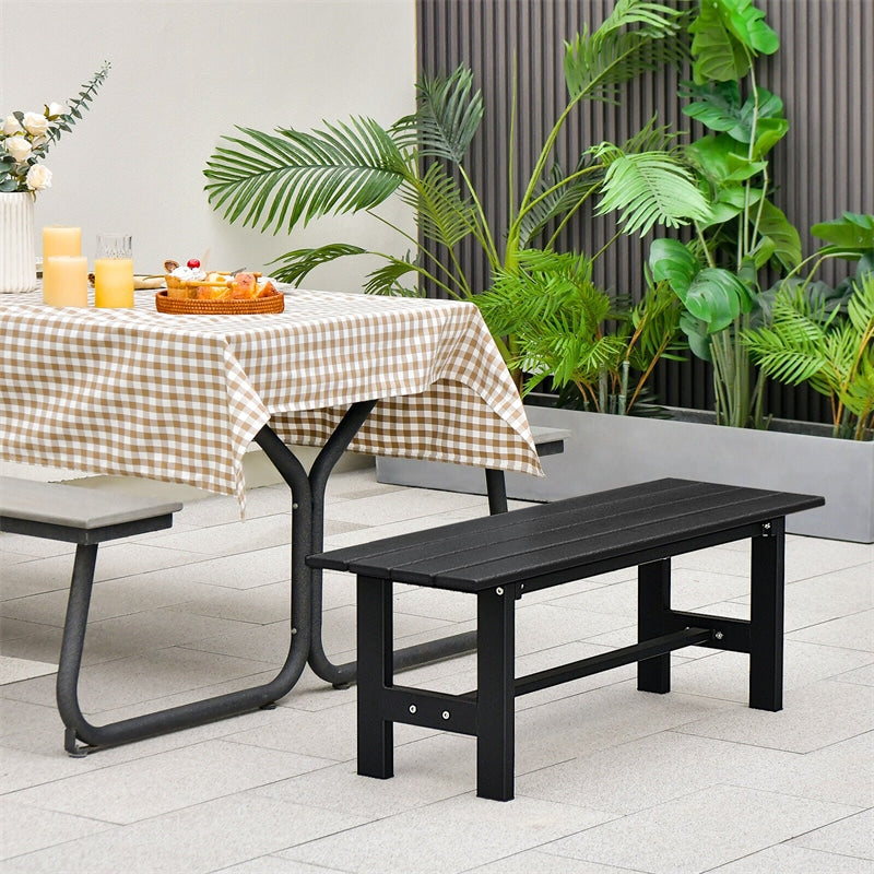 All Weather HDPE 2-Person Outdoor Garden Bench 47" Metal Frame Backless Patio Bench for Backyard Lawn