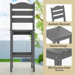 All Weather HDPE Outdoor Bar Stool 30" Patio Tall Chair with Backrest & Footrest
