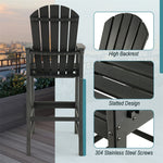Outdoor HDPE Bar Stool 30" Tall Adirondack Chair All Weather Counter Height Bar Stool with Armrests & Footrest