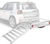 Aluminum Cargo Carrier 50" x 29.5" Hitch Mounted Wheelchair Mobility Scooter Carrier 500 lbs Medical Lift Rack with Ramp
