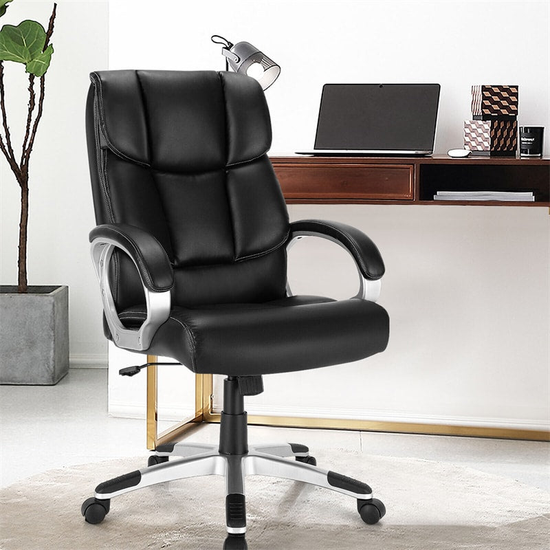 Big & Tall Executive Office Chair 350lbs High-Back Computer Desk Chair Leather Adjustable Swivel Chair with Soft Padded Armrest & Lumbar Support