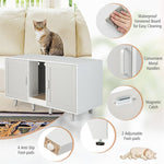 Cat Litter Box Enclosure Double Litter Box Furniture Large Hidden Cat Washroom TV Stand Side Table with 2 Cabinets & Scratching Board