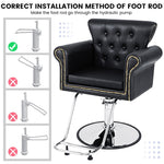 Classic Salon Styling Chair Heavy-Duty Hydraulic Barber Chair Height Adjustable Swivel Makeup Hair Salon Chair with Rivets Decoration