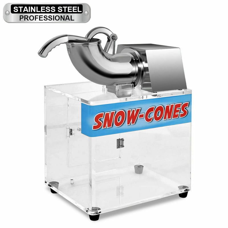 200W Commercial Snow Cone Machine Ice Shaver Maker 440lbs/h Stainless Steel Electric Ice Crusher with Dual Blades & Safety On/Off Switch