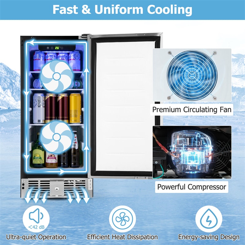 Compact Refrigerator 2.9 Cu.ft Freestanding Undercounter Fridge with Adjustable Thermostat & Stainless Steel Door