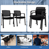 Conference Chairs Set of 2 Mesh Back Stackable Office Guest Chairs Waiting Room Chairs with Wheels & Armrests