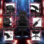 E-Sports Gaming Chair Ergonomic Racing Style Office Computer Chair Height Adjustable Reclining Video Game Chair with Lumbar Support & Footrest