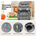 Kids Recliner Chair Adjustable Gaming Recliner Ergonomic Velvet Recliner with Cup Holder, Footrest & Side Pockets for Children Room