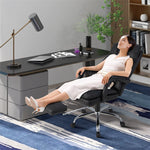 Executive Office Chair PU Leather Reclining Desk Chair High Back Ergonomic Computer Chair with Footrest & Padded Armrests
