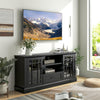 Farmhouse TV Stand for TVs up to 70 Inch, Tall Media Console Table with 2 Glass Doors Cubbies & Drawer