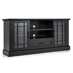 Farmhouse TV Stand for TVs up to 70 Inch, Tall Media Console Table with 2 Glass Doors Cubbies & Drawer