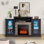 59" Fireplace TV Stand with LED Lights for TVs up to 65", Entertainment Center with 18" Electric Fireplace & APP Control