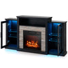 Fireplace TV Stand Mantel for TVs up to 65" with 18" Electric Fireplace, 16-Color LED Lights, Remote & Smart APP Control