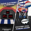 Foldable Basketball Arcade Game Indoor Double Shot Electronic Basketball Game 2 Player 8 Game Options with 4 Balls & Inflation Pump