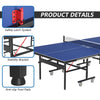 Foldable Table Tennis Table 9'x5' Professional Ping Pong Table with Single/Double Player Mode & Wheels for Indoor Outdoor Playing