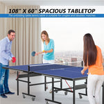 Foldable Table Tennis Table 9'x5' Professional Ping Pong Table with Single/Double Player Mode & Wheels for Indoor Outdoor Playing