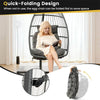 Foldable Wicker Hanging Egg Chair Indoor Outdoor Basket Swing Chair with Large Seat Cushion Soft Pillow & Hanging Kit Chain