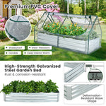 Galvanized Steel Raised Garden Bed Outdoor Metal Planter Box Kit Bottomless Flower Bed with Mini Greenhouse & Large Roll-up PVC Cover