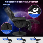 Gaming Recliner Height Adjustable Massage Gaming Chair Ergonomic Single Sofa Home Theater Seating with Retractable Footrest & Cup Holder
