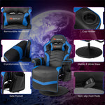 Gaming Recliner Height Adjustable Massage Gaming Chair Ergonomic Single Sofa Home Theater Seating with Retractable Footrest & Cup Holder