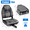 2 Pack High Back Boat Seats Folding Fishing Boat Seats Captain Bucket Seats with Spong Cushion, Flexible Hinges & Stainless Steel Screws