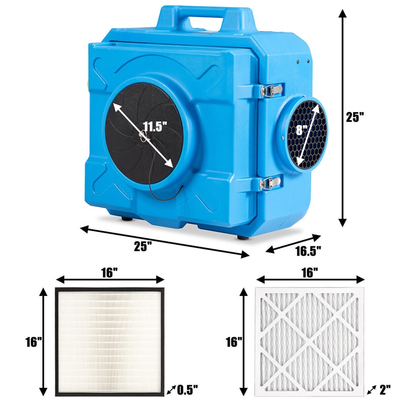 HEPA Air Scrubber Heavy Duty Industrial Commercial Air Purifier Negative Air Machine for Water Damage Restoration