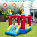 Inflatable Bounce House Stars Castle Portable Bouncy Castle with Large Jumping Area & Slide without Blower for Kids Outdoor Indoor Family Fun